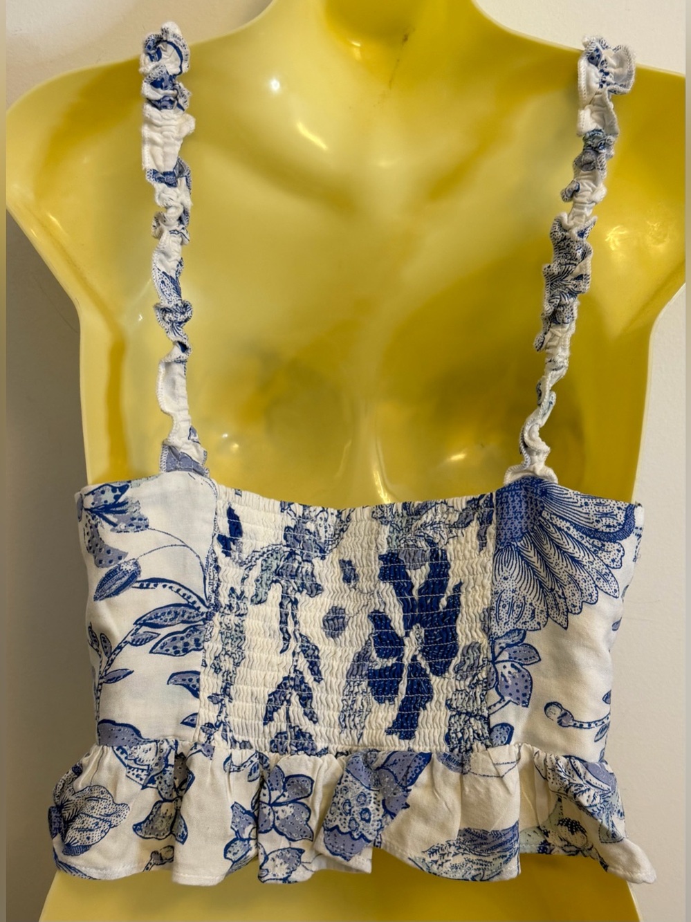 Urban Outfitters Blue & White Floral Lace-Trim Bustier Tank - Picture 2 of 8